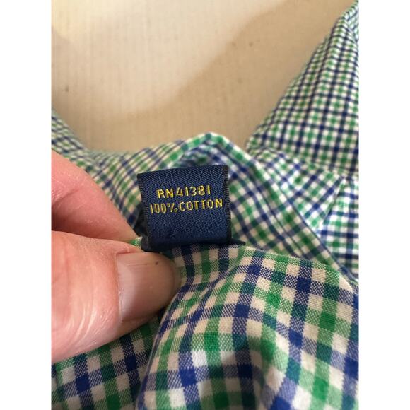 Polo Ralph Lauren Men's Button-down Shirt Green Blue Plaid Medium - Picture 5 of 8